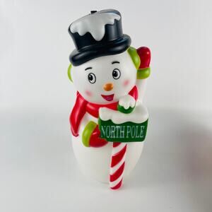 Snowman Lighted 11” Blow Mold Hanging North Pole Cracker Barrel